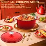 DUTZUN Red Cast Iron Dutch Oven with Lid
