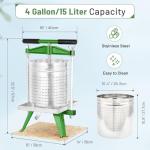 15L Mosakar Stainless Steel Fruit Press for Juicing