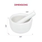 Porcelain Mortar and Pestle Set, 3.5-Inch