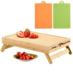 Raised Bamboo Cutting Board with Foldable Legs