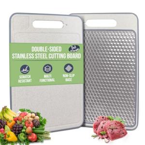 Double-Sided Stainless Steel Cutting Board for Kitchen