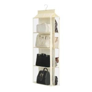 Beige 8-Grid Hanging Handbag Organizer with Zippers
