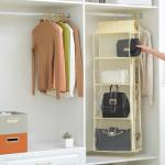 Beige 8-Grid Hanging Handbag Organizer with Zippers