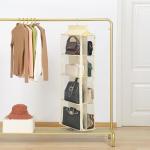 Beige 8-Grid Hanging Handbag Organizer with Zippers