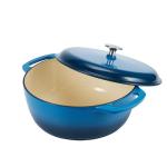Amazon Basics Cast Iron Dutch Oven Pot with Lid, Enameled, Round, Dual Handles, Heavy-Duty, Small, 4.3-Quart, Blue