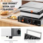VEVOR Electric Donut Maker, 2000W Commercial Doughnut Machine with Non-stick Surface, 9 Holes Double-Sided Heating Waffle Machine Makes 9 Doughnuts, Temperature 122-572℉, for Restaurant and Home Use