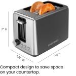 Chefman 2 Slice Toaster, 7 Shade Settings, Removable Crumb Tray, Thick Bread and Bagel Toaster with Defrost and Cancel Buttons – Black