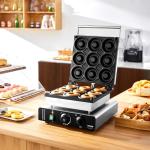 VEVOR Electric Donut Maker, 2000W Commercial Doughnut Machine with Non-stick Surface, 9 Holes Double-Sided Heating Waffle Machine Makes 9 Doughnuts, Temperature 122-572℉, for Restaurant and Home Use