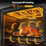 24" Single Wall Oven, ThermoMate 2.6 Cu.Ft. Electric Wall Oven with 12 Functions, White Built-in Convection Ovens, Sensor Touch Control, Safety Lock, ETL Certified, 3100W
