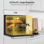 24" Single Wall Oven, ThermoMate 2.6 Cu.Ft. Electric Wall Oven with 12 Functions, White Built-in Convection Ovens, Sensor Touch Control, Safety Lock, ETL Certified, 3100W