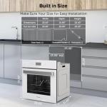 24" Single Wall Oven, ThermoMate 2.6 Cu.Ft. Electric Wall Oven with 12 Functions, White Built-in Convection Ovens, Sensor Touch Control, Safety Lock, ETL Certified, 3100W