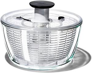 OXO Good Grips Glass Salad Spinner - Large 6.22-Qt Lettuce & Fruit Washer, Borosilicate Glass Bowl, BPA-Free, Easy Pump