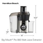 Hamilton Beach Juicer Machine, Big Mouth 3” Feed Chute for Whole Fruits and Vegetables, Easy to Clean, Centrifugal Extractor, Vegetable & Fruit Juicer, BPA Free, 800W Motor, Stainless Steel