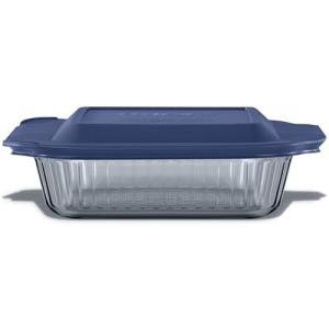 Pyrex Colors Tinted (8x8) Glass Baking Dish with BPA-Free Lid, Oblong Bakeware Glass Pan For Casserole & Lasagna, Dishwasher, Freezer, Microwave and Pre-Heated Oven Safe, Smoke