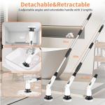 11 in 1 Electric Spin Scrubber Cordless Cleaning Brush 3 Adjustable Angles 2 Adjustable Speeds LED Display Shower Cleaner Brush Supplies Extension Long Handle for Bathroom Floor Tile Toilet Waterproof