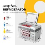 BougeRV 12 Volt Refrigerator 12V Car Fridge 30 Quart Portable Freezer Compressor Cooler -8℉~50℉ Compressor Freezer, 12/24V DC 110~240 Volt AC, for Truck RV SUV