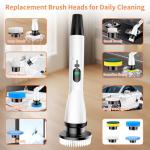 11 in 1 Electric Spin Scrubber Cordless Cleaning Brush 3 Adjustable Angles 2 Adjustable Speeds LED Display Shower Cleaner Brush Supplies Extension Long Handle for Bathroom Floor Tile Toilet Waterproof