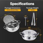 VIVOHOME 11 Inch 4.2 L 304 Stainless Steel Deep Fryer Pot with Tong, Tempura Fryer Pan with Thermometer for Chicken, Fish, French Fries, Shrimp