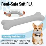 YXPOLYER Flexible PLA Food-Grade Soft PLA 3D Printer Filament 1.75mm 1KG for Printing Dog Chew Toys and Highly Elastic Bouncy Airless Basketball Pet Ball, Light Grey