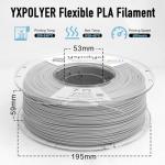 YXPOLYER Flexible PLA Food-Grade Soft PLA 3D Printer Filament 1.75mm 1KG for Printing Dog Chew Toys and Highly Elastic Bouncy Airless Basketball Pet Ball, Light Grey