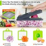 MealHelper 12-in-1 Vegetable Chopper, 7 Blade Veggie Chopper, Practical Food Chopper with Container, Cheese Grater, Home Essentials & Kitchen Gadgets(Green/Grey)