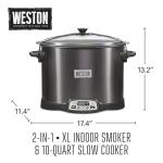 WESTON BRANDS 2-in-1 XL Programmable Slow Cooker & Electric Indoor Smoker, 10 Quart, With 3-Tier Smoking Rack for Meat, Cheese and More, Dishwasher Safe Crock, Temperature Probe, Black (03-2601-W)