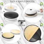 Moss & Stone Cordless Electric Crepe Maker With Auto Power Off, On/Off Switch & Dual Temperature Setting, 8 Inch Portable Crepe Maker & Non-Stick Dipping Plate, Nonstick Ceramic Coating Pan