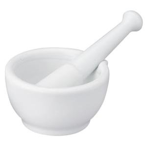 HIC Kitchen Mortar with Pour Spout and Pestle, Fine Porcelain, 4.25-Inch, Spice Herb Grinder, Pill Crusher, Nut Butter Maker