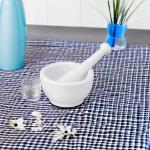HIC Kitchen Mortar with Pour Spout and Pestle, Fine Porcelain, 4.25-Inch, Spice Herb Grinder, Pill Crusher, Nut Butter Maker