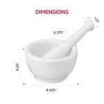 HIC Kitchen Mortar with Pour Spout and Pestle, Fine Porcelain, 4.25-Inch, Spice Herb Grinder, Pill Crusher, Nut Butter Maker