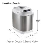 Hamilton Beach Digital Electric Bread Maker Machine Artisan and Gluten-Free, 2 lbs Capacity, 14 Settings, White and Stainless Steel (29987)