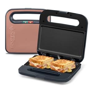 Holstein Housewares, 2-Sice Sandwich Griddle, Non-Stick Panini Press & Breakfast Sandwich Maker, Easy Clean Up. Perfect for Cooking Breakfast, Crispy Grilled Cheese, Savory paninis & Sandwiches