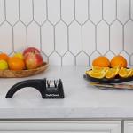 Chef's Choice 4640100Chef'sChoice 464 Pronto Diamond Hone Manual Knife Sharpener For Serrated and Straight Knives Diamond Abrasives Easy and Secure Grip Compact Design Made in USA, 2-Stage, Black