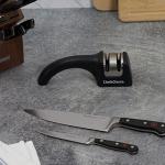 Chef's Choice 4640100Chef'sChoice 464 Pronto Diamond Hone Manual Knife Sharpener For Serrated and Straight Knives Diamond Abrasives Easy and Secure Grip Compact Design Made in USA, 2-Stage, Black