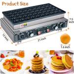 KHTD Mini Pancake Maker Machine, 50PCS Electric Nonstick Dutch Pancake Maker 110V 1600W, Commercial Muffin Maker with 2 Thermostats & 2 Timers Separate Control for Home Restaurant (12"D×21"W×7"H)