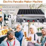 KHTD Mini Pancake Maker Machine, 50PCS Electric Nonstick Dutch Pancake Maker 110V 1600W, Commercial Muffin Maker with 2 Thermostats & 2 Timers Separate Control for Home Restaurant (12"D×21"W×7"H)