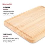 KitchenAid Classic Rubberwood Cutting Board with Perimeter Trench, Reversible Chopping Board, 11-inch x 14-Inch, Natural