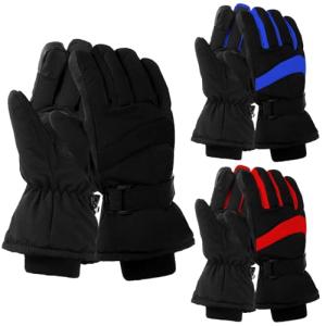 Tarpop 3 Pairs Mens Ski Gloves Winter Warm Women Gloves Adjustable Non Slip Snowboard Snow Waterproof Warm(M,Black, Black Red, Blue)