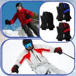 Tarpop 3 Pairs Mens Ski Gloves Winter Warm Women Gloves Adjustable Non Slip Snowboard Snow Waterproof Warm(M,Black, Black Red, Blue)