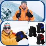 Tarpop 3 Pairs Mens Ski Gloves Winter Warm Women Gloves Adjustable Non Slip Snowboard Snow Waterproof Warm(M,Black, Black Red, Blue)
