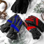 Tarpop 3 Pairs Mens Ski Gloves Winter Warm Women Gloves Adjustable Non Slip Snowboard Snow Waterproof Warm(M,Black, Black Red, Blue)