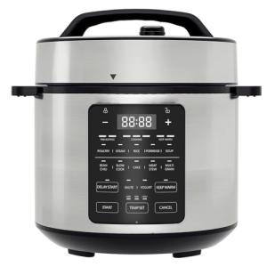 Pressure Cooker, 6 Quart,Slow Cooker, Rice Cooker, Steamer, Warmer & Sterilizer, 12-in-1 Multi Electric Cookers,Stainless Steel,Silver