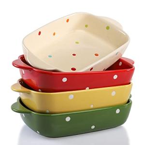 Set of 4 Ceramic Casserole Dishes with Handles