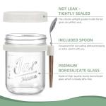 4 Pack Overnight Oats Containers with Lids and Spoons, 16 oz Glass Mason Jars with Airtight Lids, Overnight Oats Jars for Milk, Cereal, Fruit