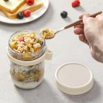 4 Pack Overnight Oats Containers with Lids and Spoons, 16 oz Glass Mason Jars with Airtight Lids, Overnight Oats Jars for Milk, Cereal, Fruit