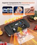Vacuum Sealer Machine, Updated Powerful 95KPa Commercial Food Saver with Double Seal for 2X Strength, Built-in Cutter, Bags Storage & Easy-Lock Handle, Includes Free Bags (1 Roll + 10 Pre-cut)
