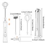 Rechargeable Milk Frother Handheld For Coffee,3 Speeds Frother Wand With Stand, Batidora De Mano Electrica,With 2 Heads,Drink Mixer Electric Handheld,Kitchen Essentials (Silvery)