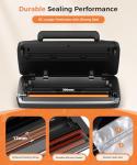 Vacuum Sealer Machine, Updated Powerful 95KPa Commercial Food Saver with Double Seal for 2X Strength, Built-in Cutter, Bags Storage & Easy-Lock Handle, Includes Free Bags (1 Roll + 10 Pre-cut)
