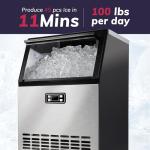 ICYGLEE Commercial Ice Maker Machine, 100lbs/Daily Ice Production Under Counter Ice Maker, Self-Cleaning, Timer Stainless Ice Machine with 33lbs Ice Storage, Ideal for School, Home, Bar, RV