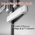 EUDEMON 1 Pack Latest French Fridge Lock French Door Refrigerator/Freezer Lock Apply to Max 3.54"(90mm) Two Door Gap Distance for Kids & Babies,Easy to Install no Tools Need or Drill (White)